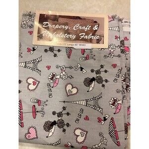 1 Yd X 45” Wide Cotton home decor HOME SEASONS Fabric Puppy Love French Poodle